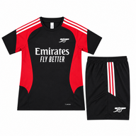Arsenal 26/27 Black/Red/White Stripes Kids Jersey Set