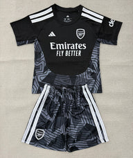 Arsenal 26/27 Black/White Stripes Goalkeeper Kids Jersey Set