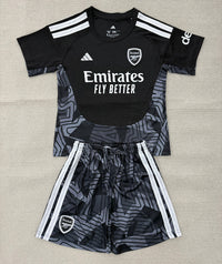 Arsenal 26/27 Black/White Stripes Goalkeeper Kids Jersey Set