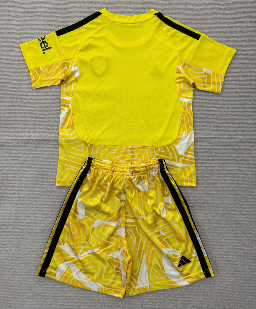 Arsenal 26/27 Bright Yellow/Black Goalkeeper Kids Jersey Set