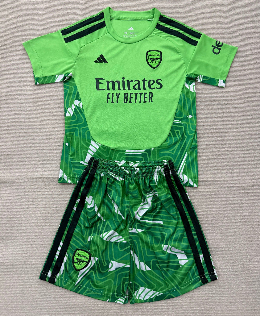 Arsenal 26/27 Green/Black Goalkeeper Kids Jersey Set