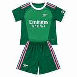 Arsenal 26/27 Green/White/Pink Stripes Goalkeeper Kids Jersey Set