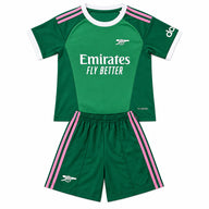Arsenal 26/27 Green/White/Pink Stripes Goalkeeper Kids Jersey Set