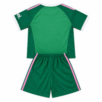 Arsenal 26/27 Green/White/Pink Stripes Goalkeeper Kids Jersey Set