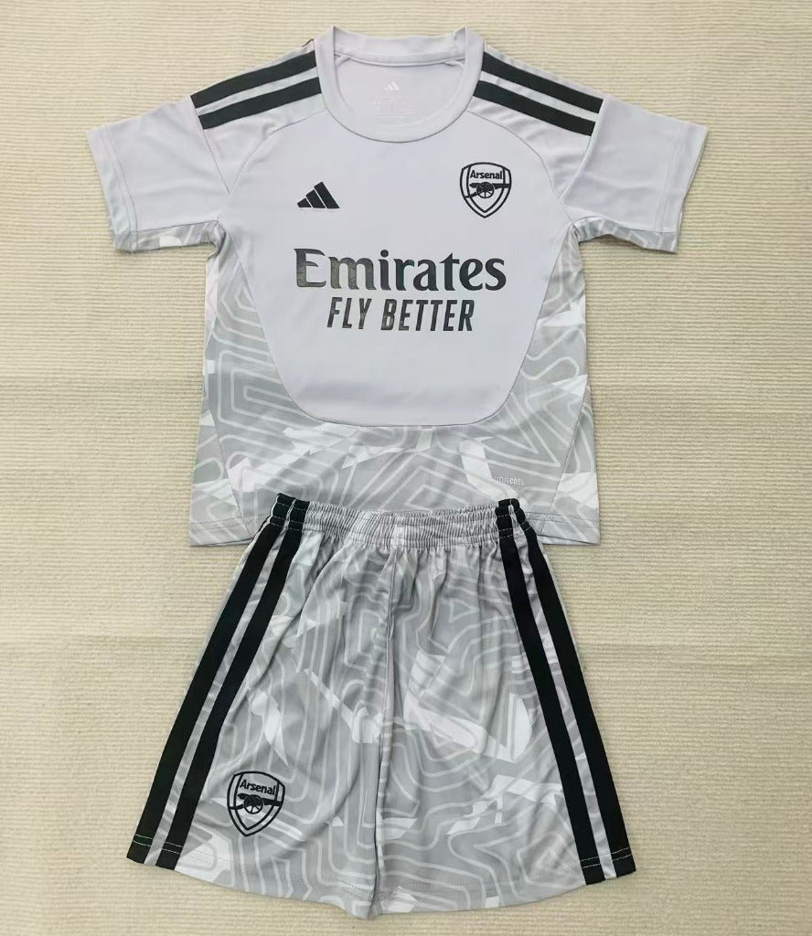 Arsenal 26/27 Grey/Black Goalkeeper Kids Jersey Set