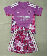 Arsenal 26/27 Pink/White Stripes Goalkeeper Kids Jersey Set