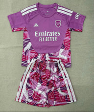 Arsenal 26/27 Pink/White Stripes Goalkeeper Kids Jersey Set