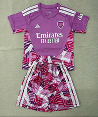 Arsenal 26/27 Pink/White Stripes Goalkeeper Kids Jersey Set
