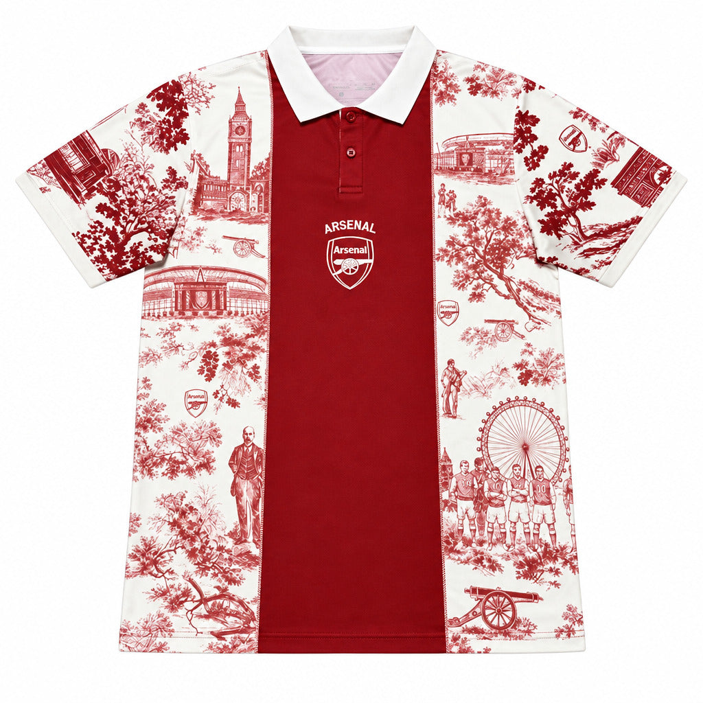 Arsenal 26/27 Red and White Polo Jersey