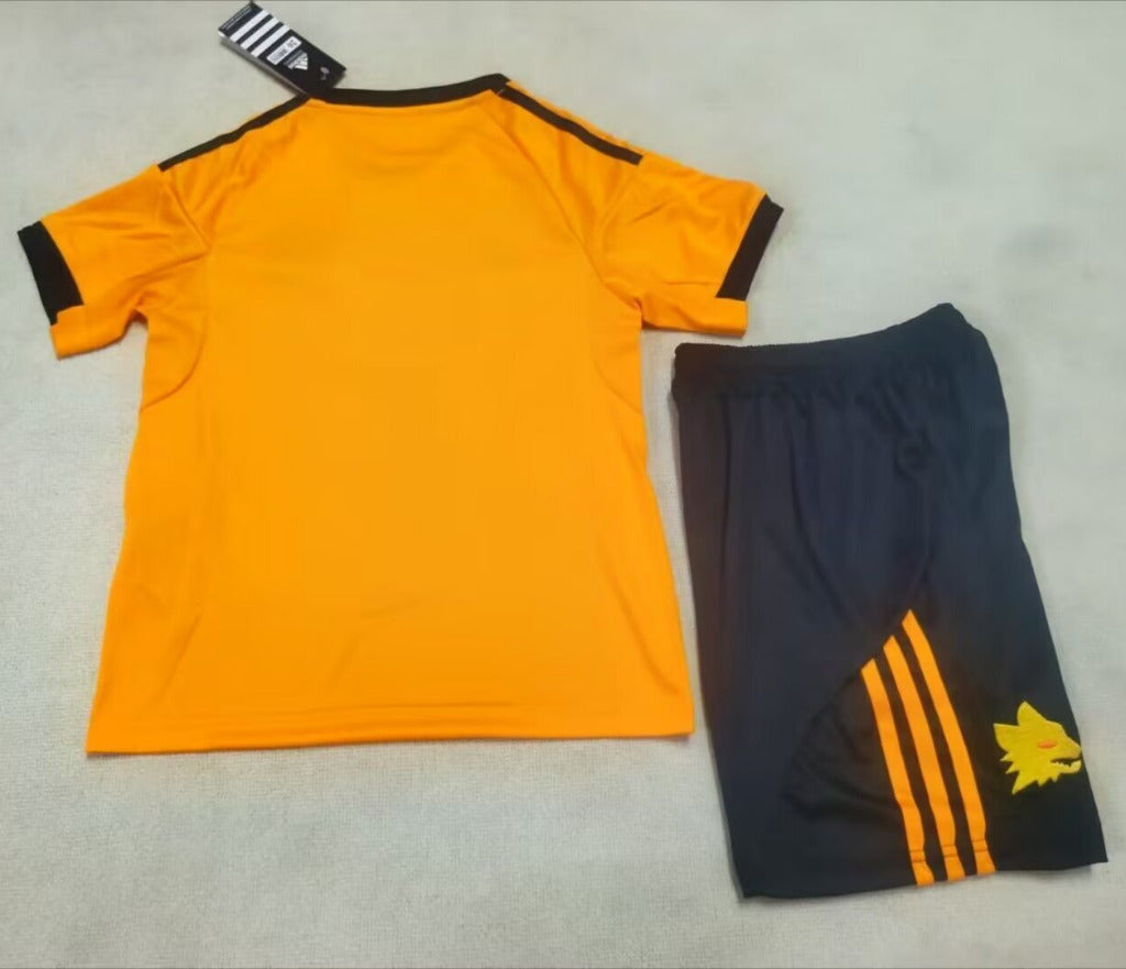 AS Roma 25/26 Orange Away Kids Jersey Set