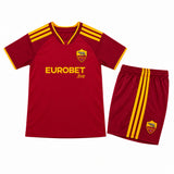 AS Roma 26/27 Red/Yellow Stripes Home Kids Jersey Set