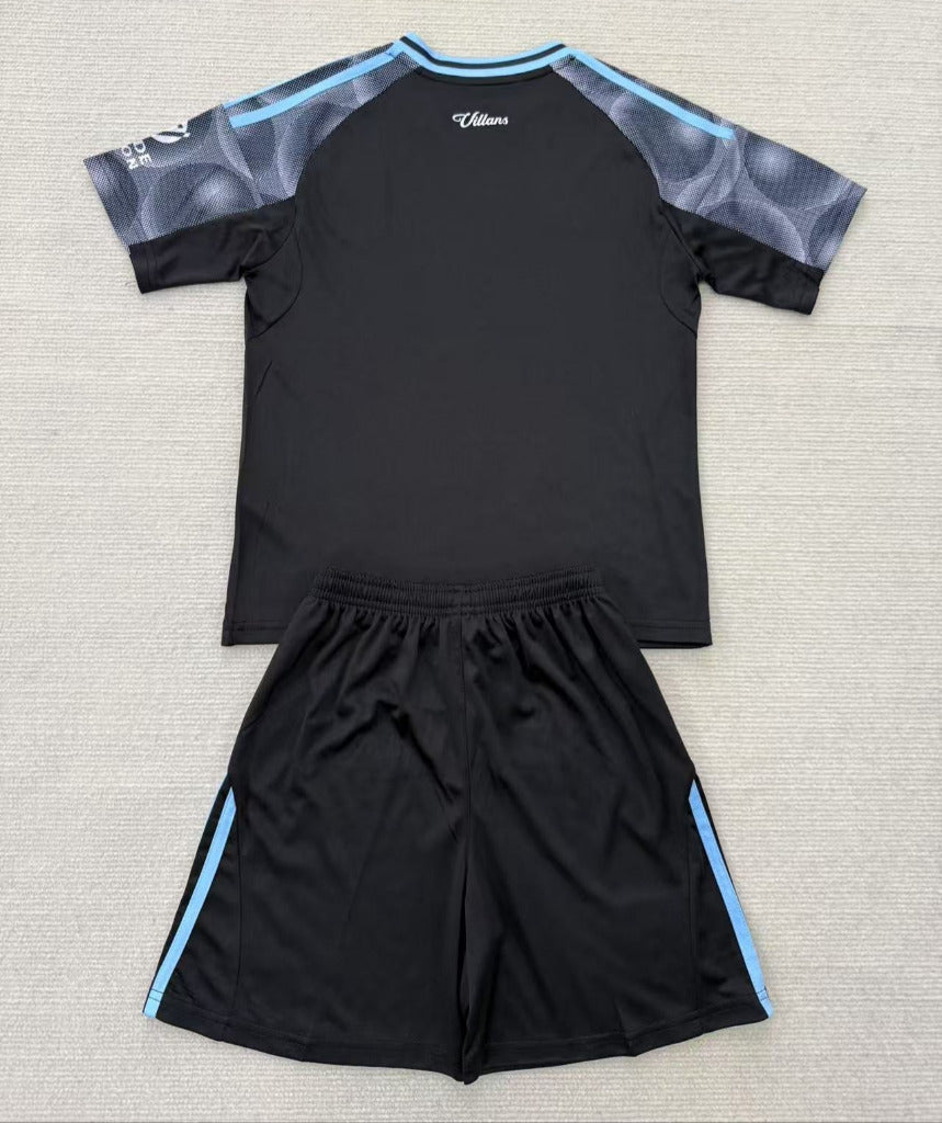 Aston Villa 25/26 Black Away Kids Kit