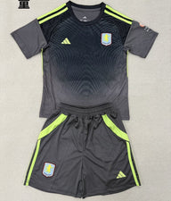 Aston Villa 25/26 Black Goalkeeper Kids Jersey Set