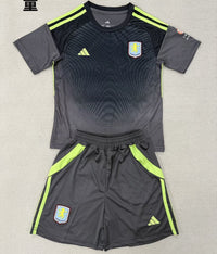 Aston Villa 25/26 Black Goalkeeper Kids Jersey Set