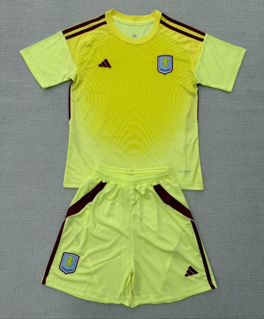 Aston Villa 25/26 Goalkeeper Kids Yellow Jersey Set