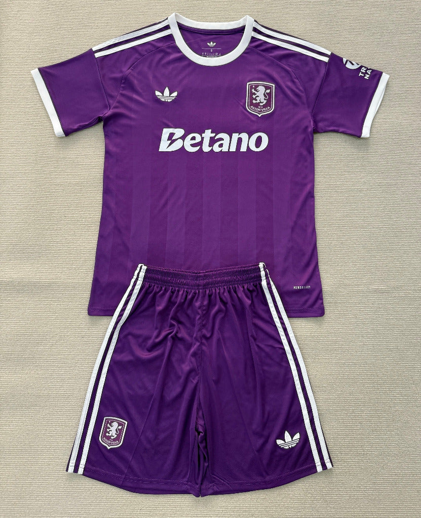 Aston Villa 25/26 Purple Goalkeeper Kids Jersey Set