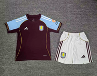 Aston Villa 25/26 Red/Blue Home Kids Jersey Set
