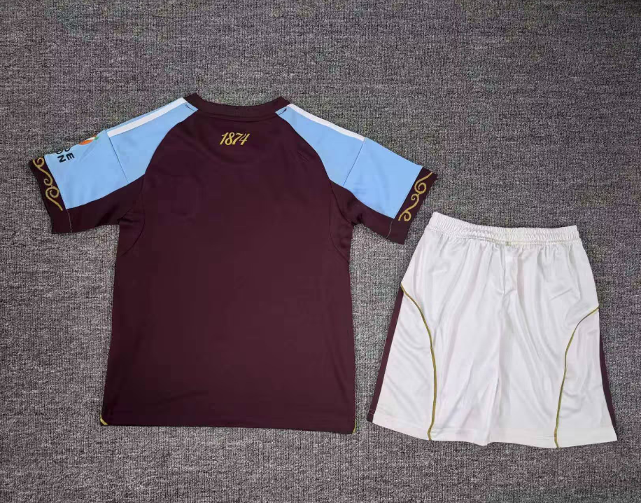 Aston Villa 25/26 Red/Blue Home Kids Jersey Set