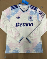 Aston Villa 25/26 White/Blue Third Away Long Sleeve Jersey