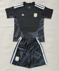 Aston Villa 26/27 Black/White Stripes Goalkeeper Kids Jersey Set