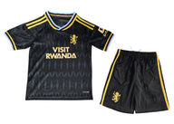 Aston Villa 26/27 Black/Yellow Stripes Away Kids Jersey Set