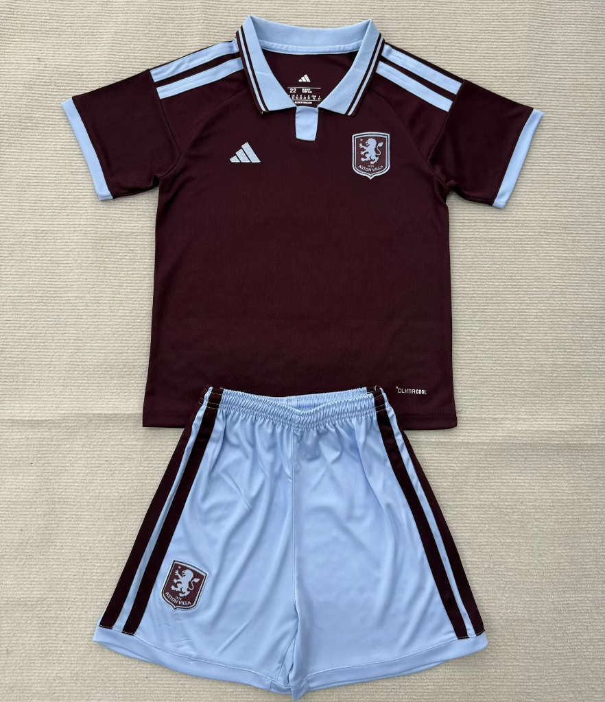 Aston Villa 26/27 Burgundy/Light Blue Home Kids Jersey Set