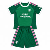 Aston Villa 26/27 Green/White/Pink Stripes Goalkeeper Kids Jersey Set