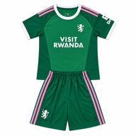 Aston Villa 26/27 Green/White/Pink Stripes Goalkeeper Kids Jersey Set
