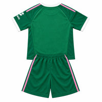 Aston Villa 26/27 Green/White/Pink Stripes Goalkeeper Kids Jersey Set