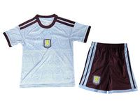 Aston Villa 26/27 Light Blue/Black Stripes Away Kids Jersey Set