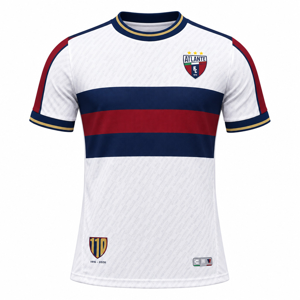 Atlante 26/27 White/Blue and Red Horizontal Chest Stripe Away Player Version Jersey