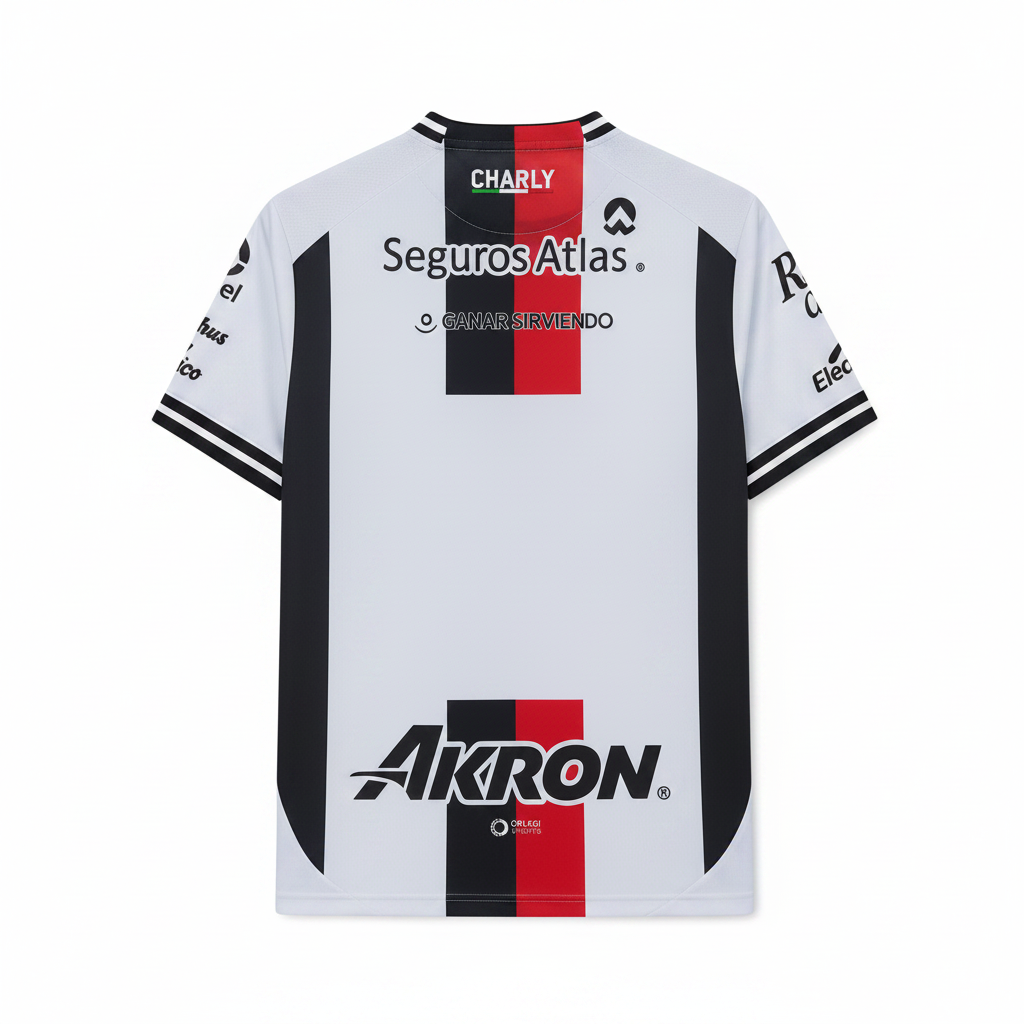 Atlas 26/27 White with Vertical Black and Red Away Jersey
