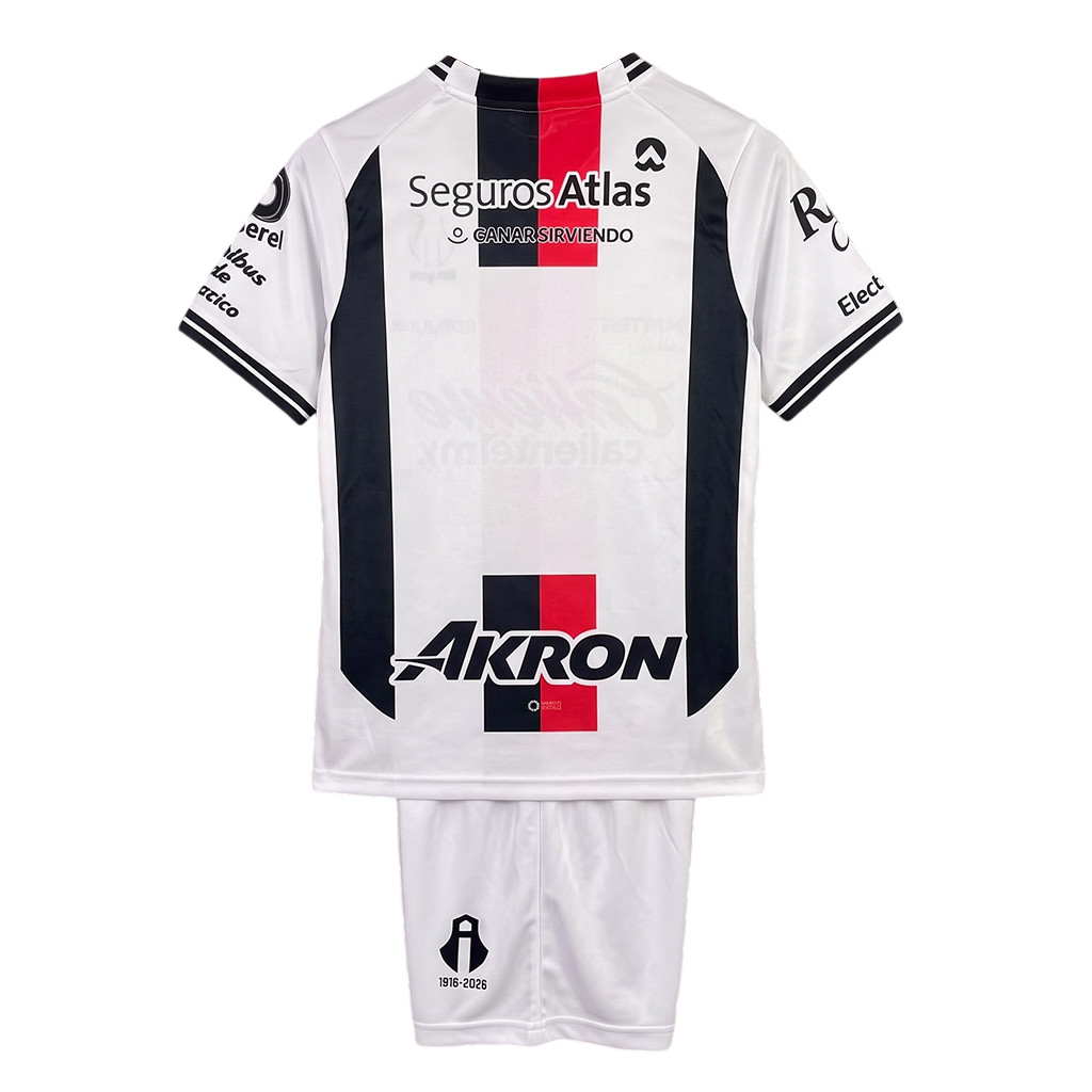 Atlas 26/27 White with Vertical Black and Red Away Kids Jersey Set
