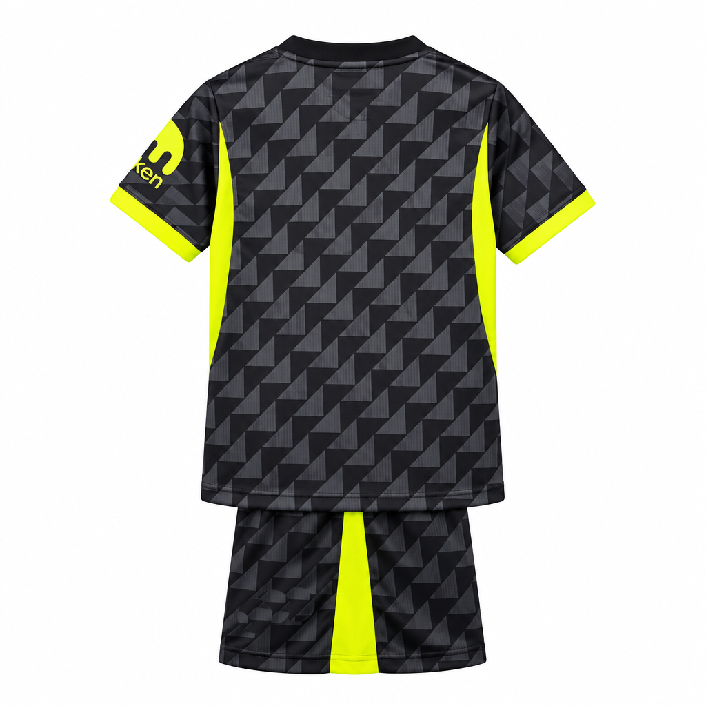 Atletico Madrid 26/27 Black/Volt-Yellow Away Kids Jersey Set