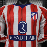  Atletico Madrid 26/27 Red/White Vertical Stripes Home Long Sleeve Player Version Jersey 