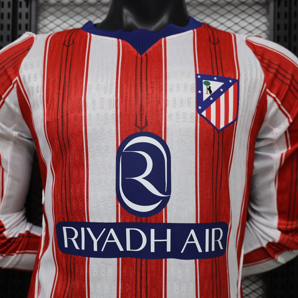  Atletico Madrid 26/27 Red/White Vertical Stripes Home Long Sleeve Player Version Jersey 