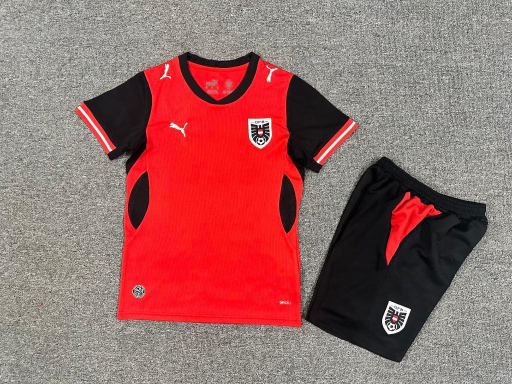 Austria 25/26 Red/Black Home Kids Jersey Set