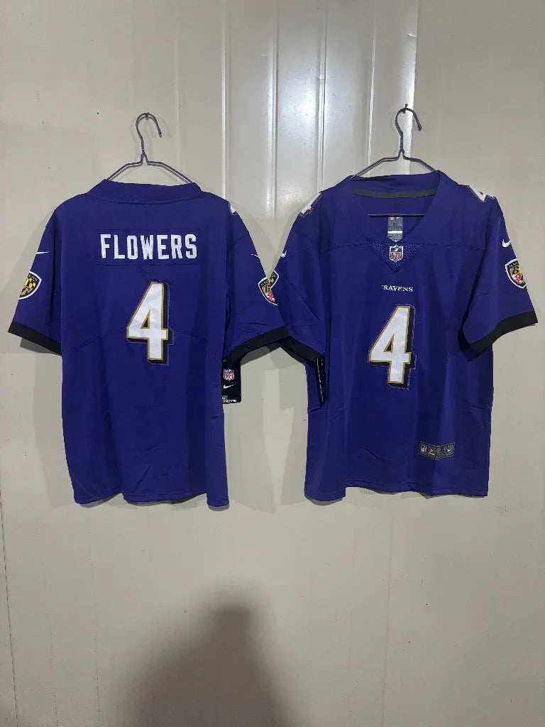 Baltimore Ravens 25/26 Flowers #4 Purple Kids Jersey
