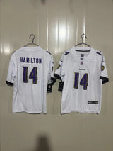 Baltimore Ravens 25/26 Hamilton #14 White Kids Jersey