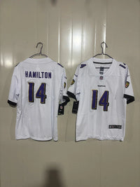 Baltimore Ravens 25/26 Hamilton #14 White Kids Jersey