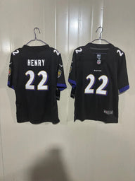 Baltimore Ravens 25/26 Henry #22 Black Kids Jersey