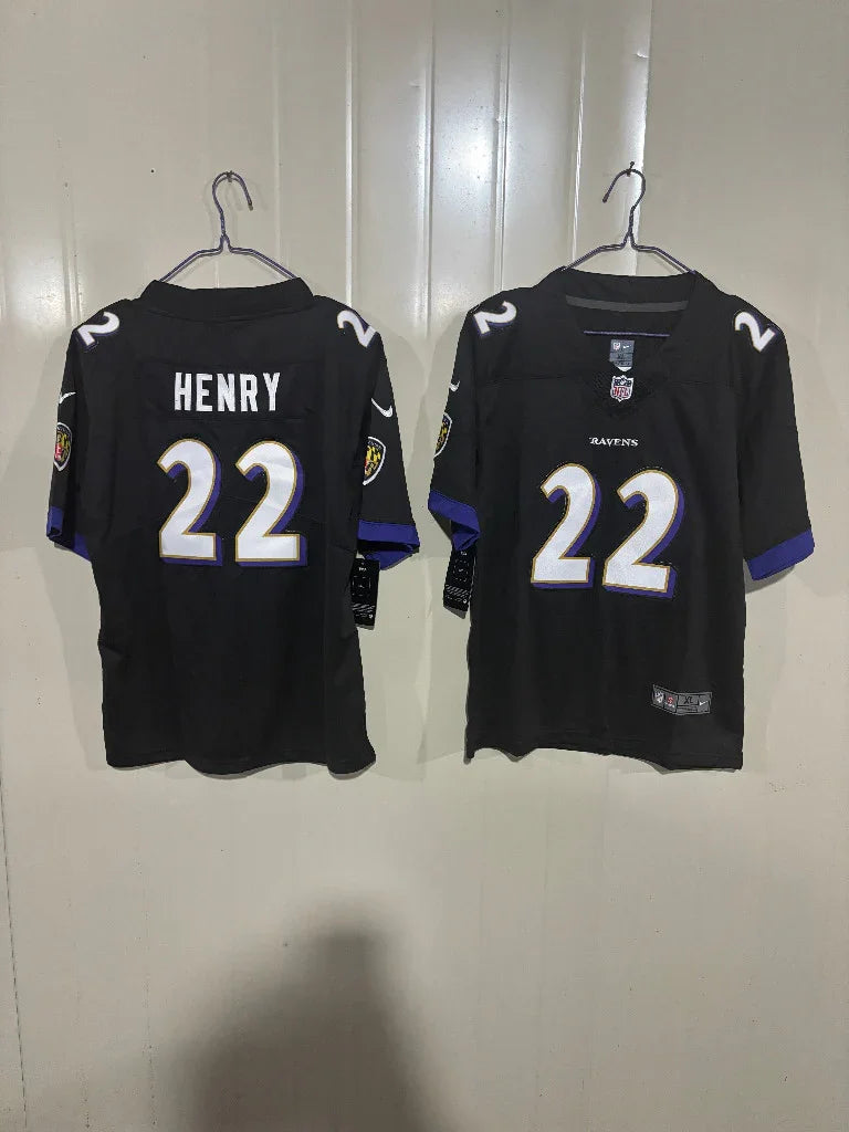 Baltimore Ravens 25/26 Henry #22 Black Kids Jersey