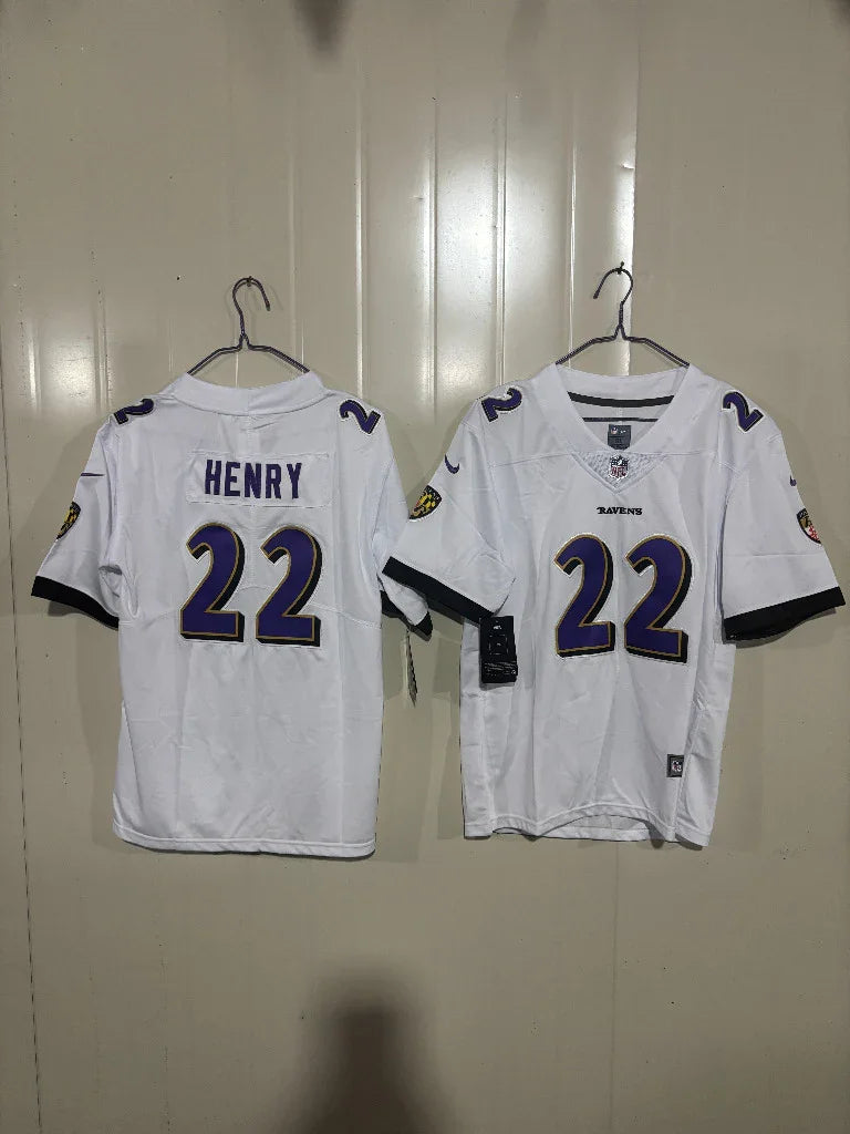 Baltimore Ravens 25/26 Henry #22 White Kids Jersey