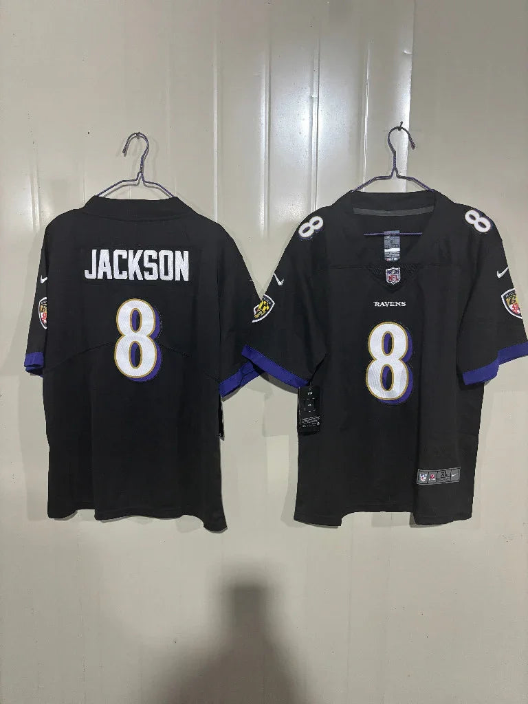 Baltimore Ravens 25/26 Jackson #8 Black Kids Jersey