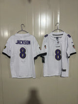 Baltimore Ravens 25/26 Jackson #8 White Kids Jersey