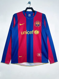 Barcelona 2007/08 Retro Red/Blue Home Long Sleeve Jersey