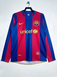 Barcelona 2007/08 Retro Red/Blue Home Long Sleeve Jersey