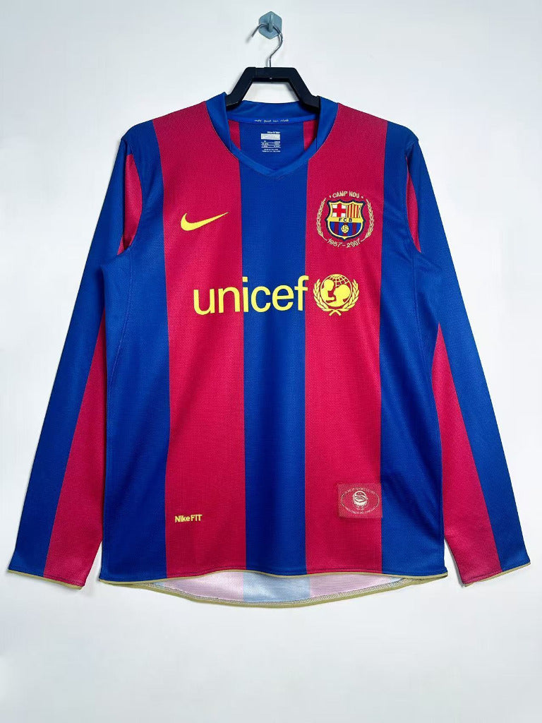 Barcelona 2007/08 Retro Red/Blue Home Long Sleeve Jersey