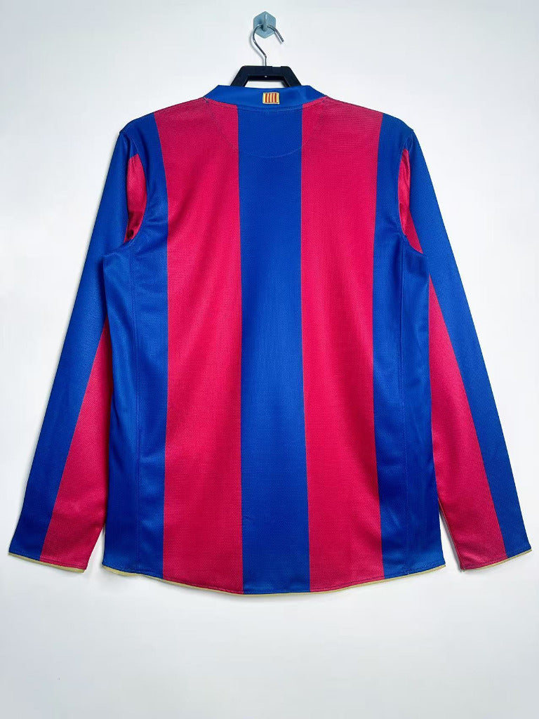 Barcelona 2007/08 Retro Red/Blue Home Long Sleeve Jersey