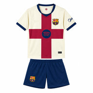 Barcelona 26/27 Beige/Red Cross Fourth Kids Jersey Set